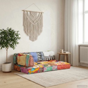 Mehrfarbige vidaXL Palettensofa-Auflage im Patchwork-Design für gemütliche Stunden.