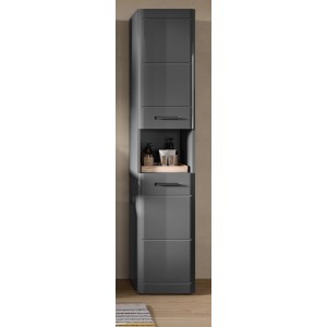 Inn.Furn Hochschrank Grau Hochglanz 30 cm mit Soft-Close Strong