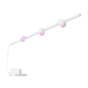 Weiße Philips Hue Perifo LED-Schienenleuchte mit 3 Spots für Wand- oder Deckenmontage.