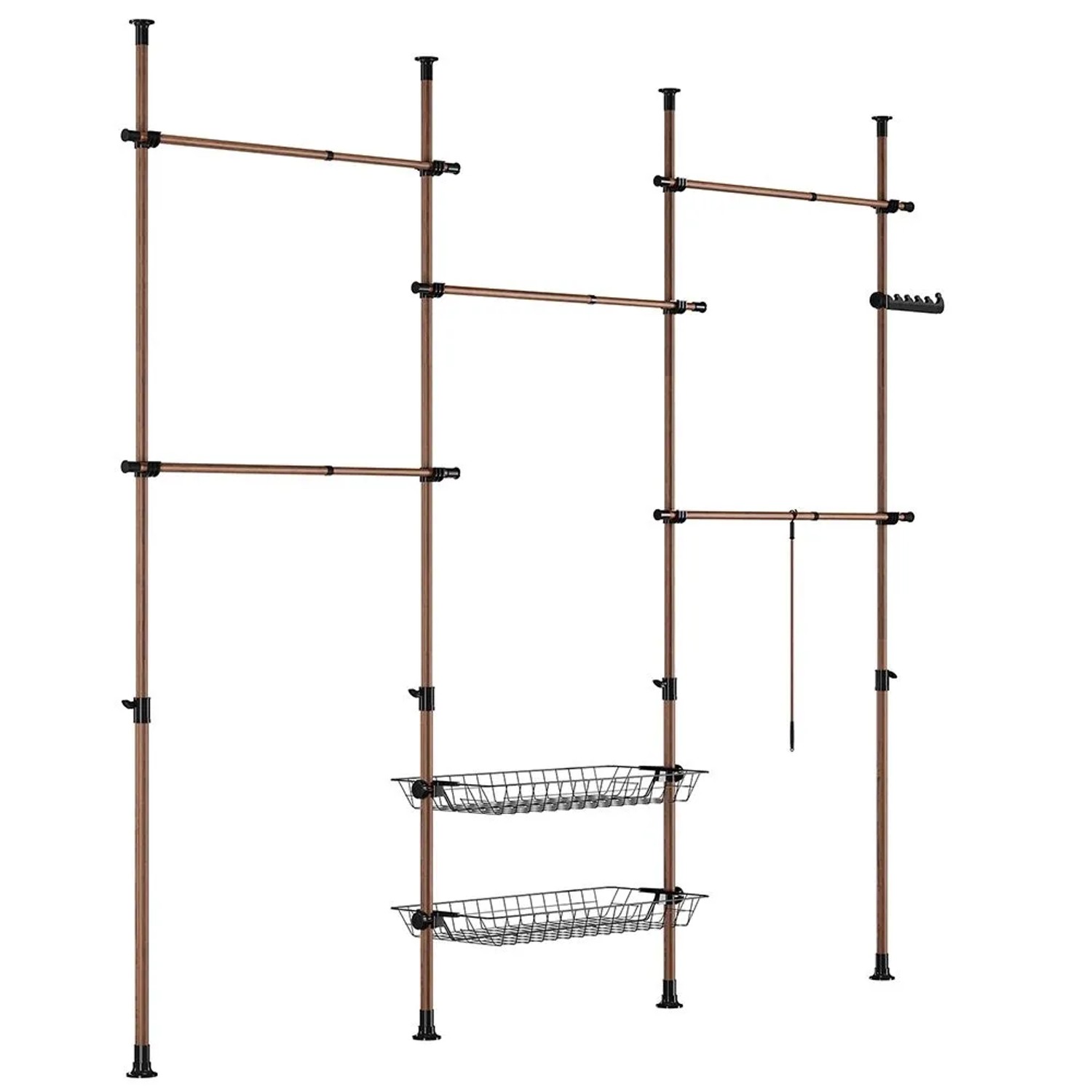 SoBuy Teleskop Kleiderständer mit 5 Kleiderstangen und 2 Körben Garderobens günstig online kaufen