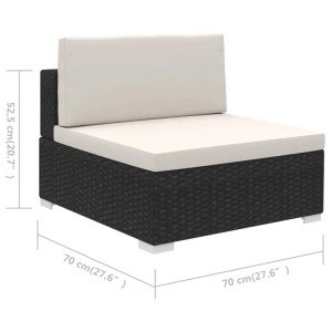 vidaXL Gartenmöbel: Schwarzes Lounge-Eckteil aus Rattan mit cremefarbenen Auflagen.