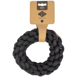 Schwarzes Ebi Hundespielzeug Ben Ring, 19 cm, aus Baumwolle, für Apportierspiele.