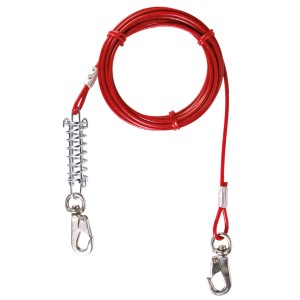 Rote Trixie Anbindeleine, 5 m lang, mit Feder und Karabinerhaken für Hunde.