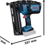 Bosch Professional Akku-Holznagler GNH 18V-64 M, blau/schwarz, mit Akku. Ideal für präzise Befestigungen.