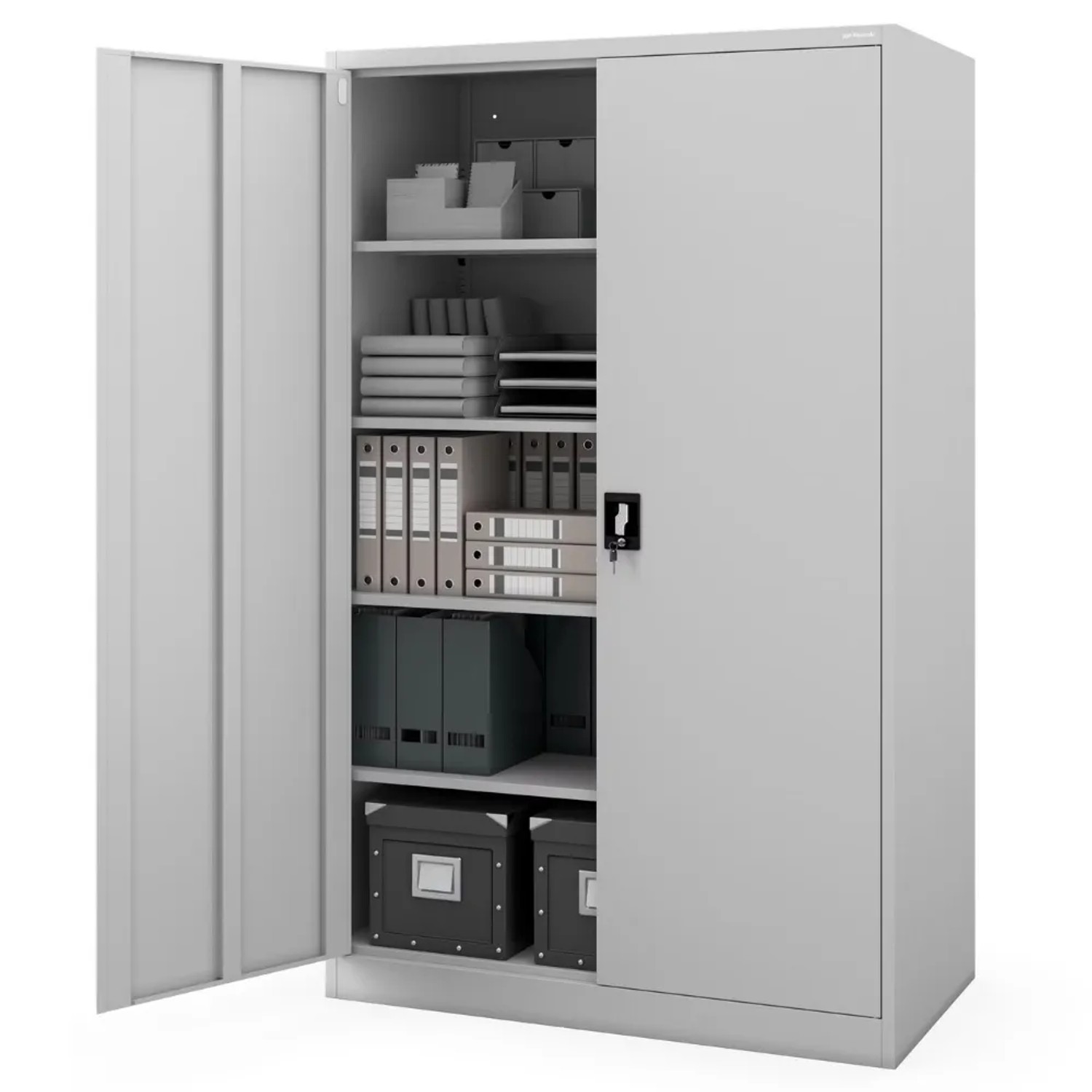 JAN NOWAK Aktenschrank Abschließbar JAN 5 Ebenen Metallschrank Werkstatt Büroschrank Werkzeugschrank 185x115x60cm Grau