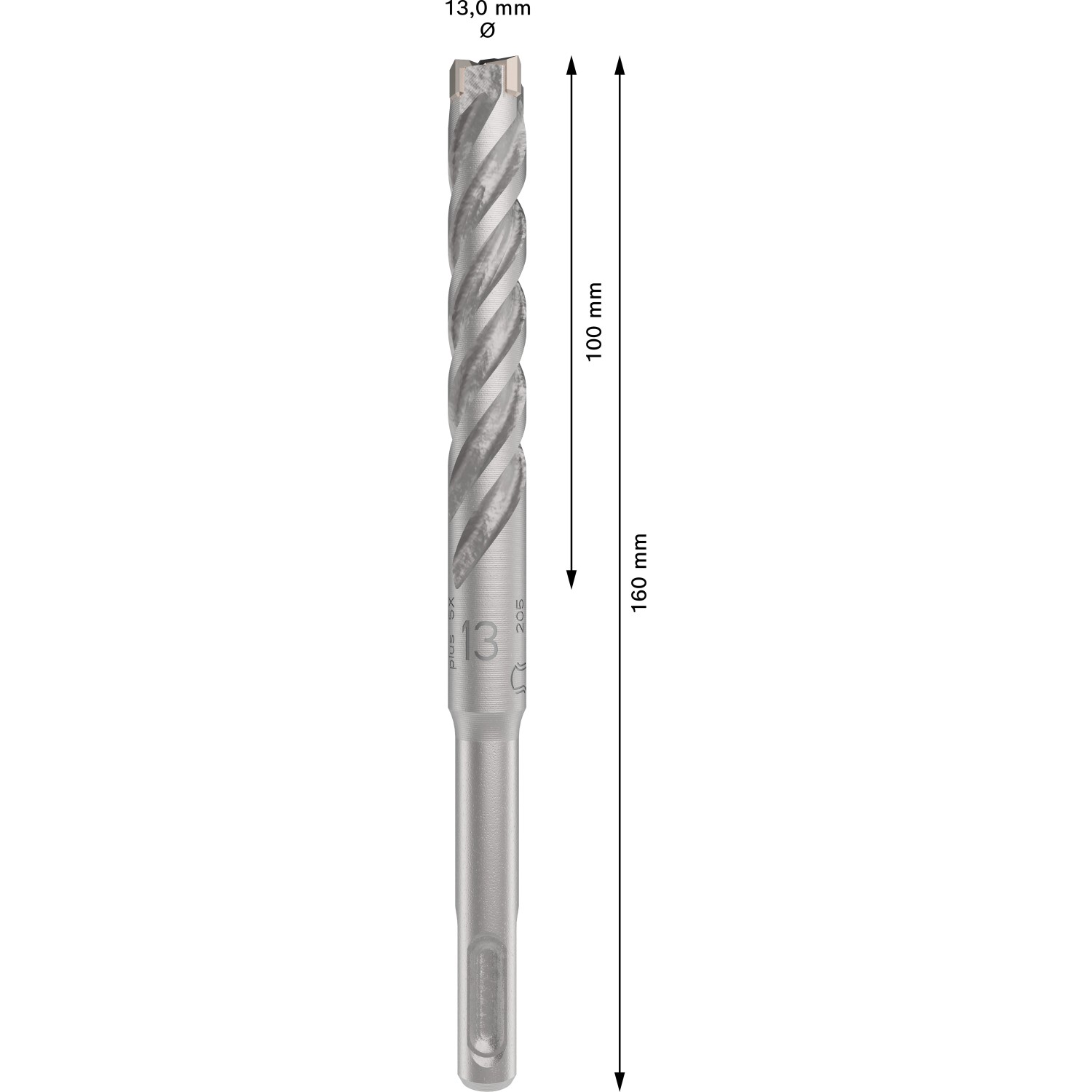 Bosch Hammerbohrer SDS Plus-5x, Ø 13 mm, Länge 160 mm. Geeignet für Bohrersets.