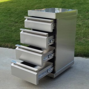 MyOutdoorKitchen Schubladenmodul Stainless Collection mit 4 Schubladen aus Edelstahl.
