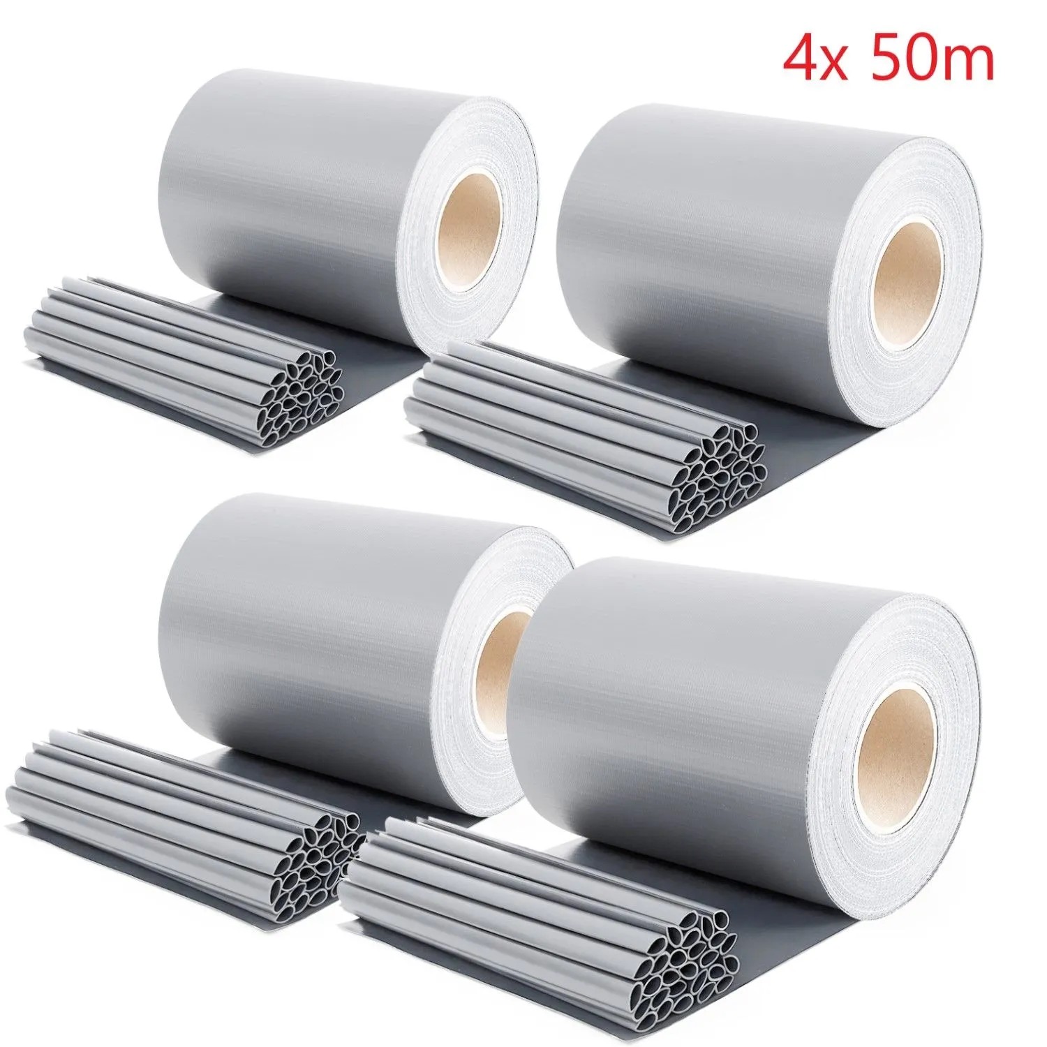 Sekey PVC Sichtschutzstreifen für Doppelstabmatten Blickdicht Sichtschutz 4x50m Grau