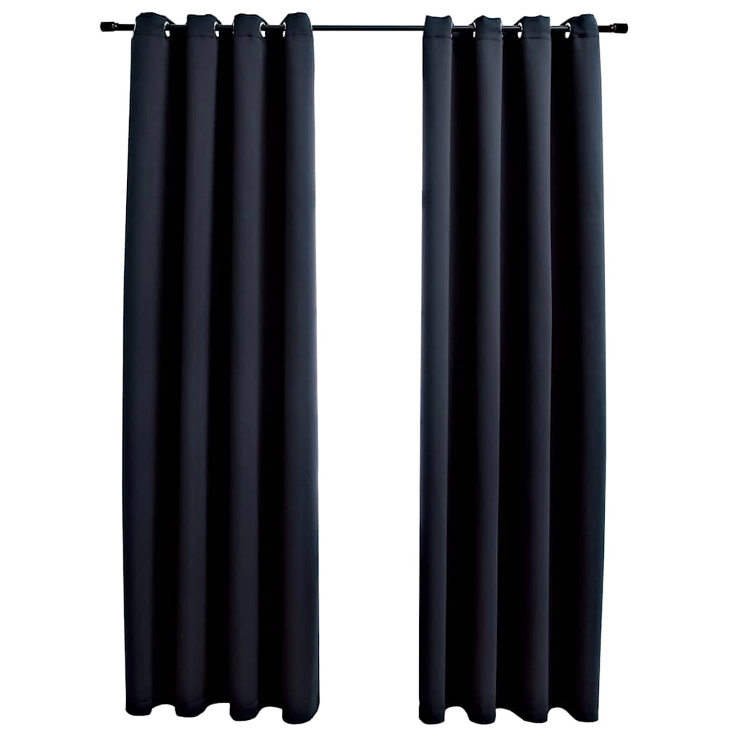 vidaXL Verdunkelungsvorhänge mit Ringen 2 Stk Schwarz 137x213 cm Stoff 1348 günstig online kaufen