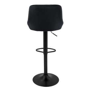 ML-Design Barhocker 2er Set, schwarz, Samt, mit Rückenlehne und Fußstütze.