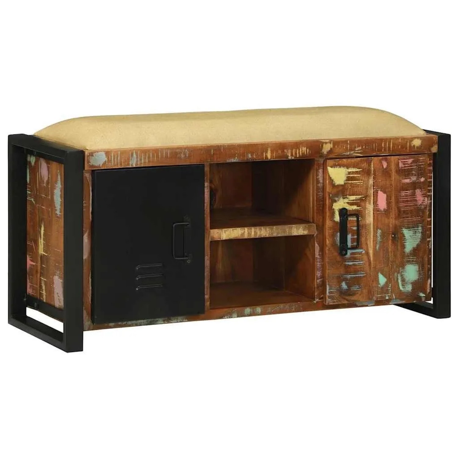 vidaXL Bank Schrank Mehrfarbig 100 x 35 x 50 cm Massivholz Altholz 4013618