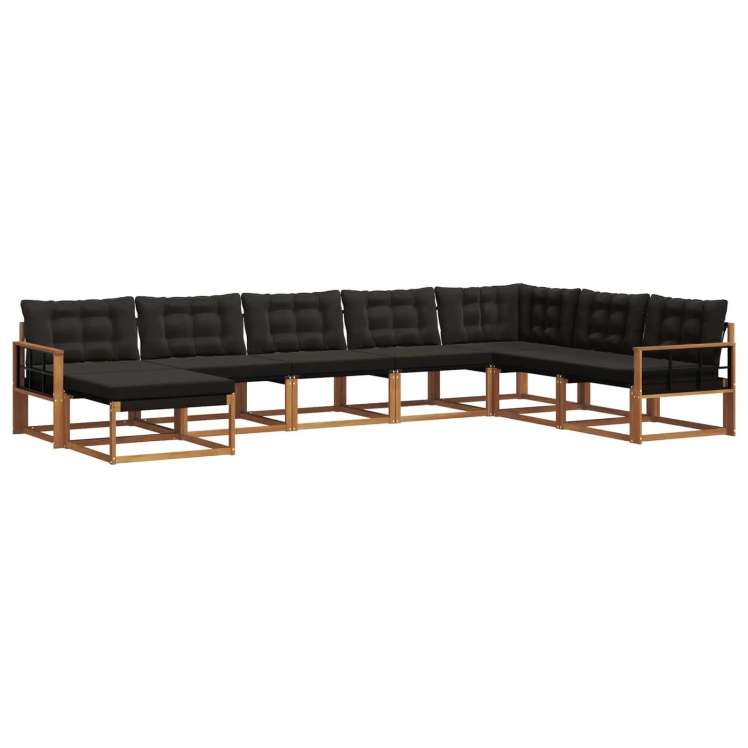 vidaXL Outdoor-Sofagarnitur mit Kissen 24-Tlg Natur und Schwarz 3369751