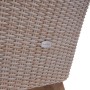 Detailansicht: Grauer Garden Pleasure Sessel Oakland (4er-Set) mit Akazienholz-Beinen und Kunststoffgeflecht.