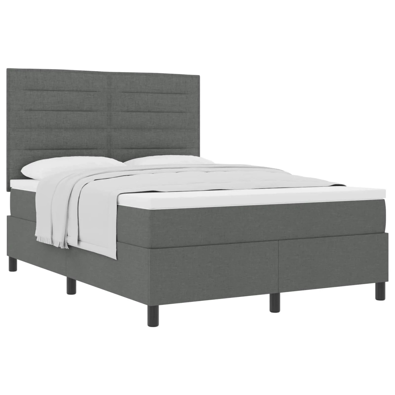 vidaXL Boxspringbett mit Matratze Dunkelgrau 140 x 190 cm Stoff 3339309