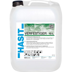 Hasit Verfestiger 5 l im weißen Kanister für die Anwendung im Innen- und Außenbereich.