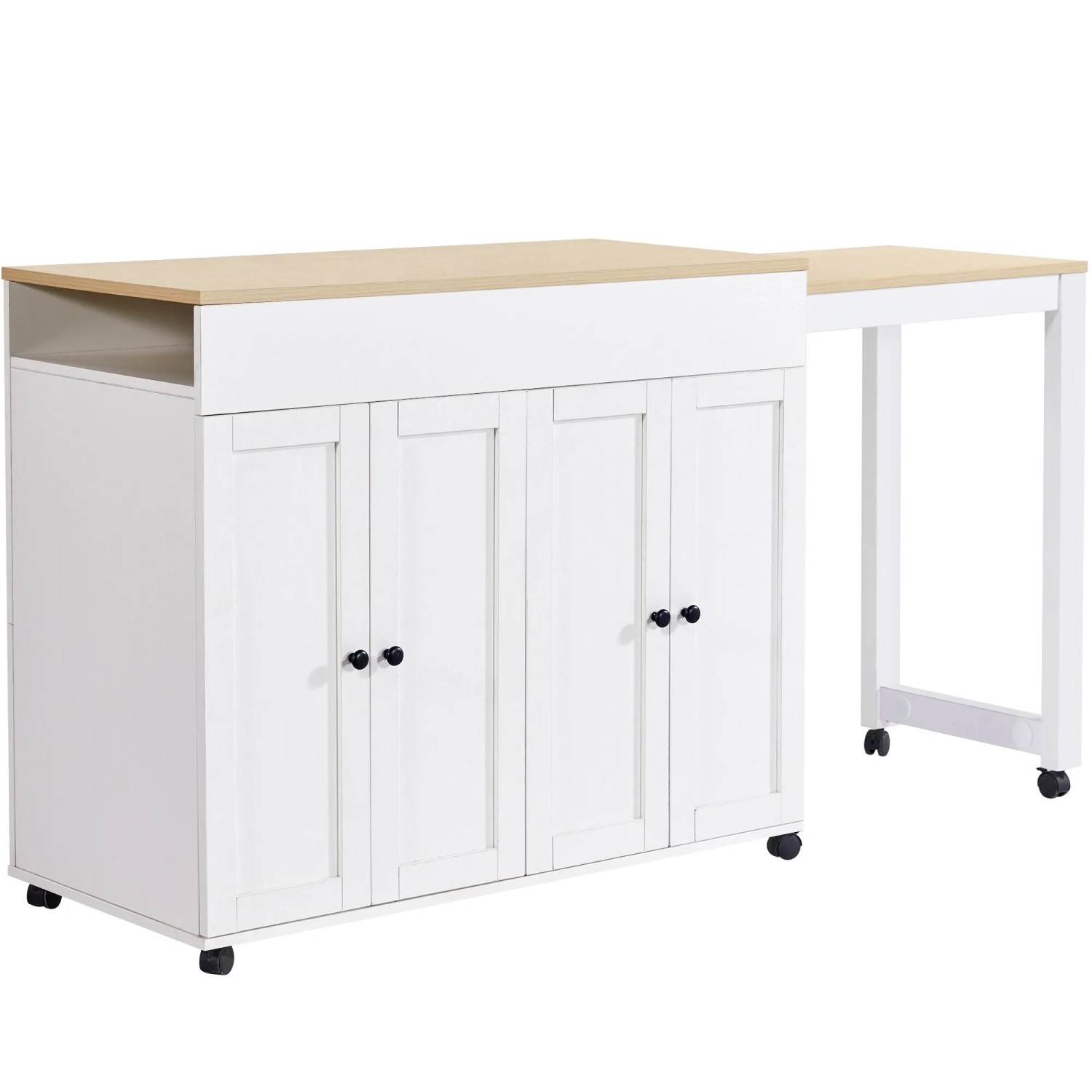 okwish Bartisch mit Stauraum Ablageflächen Esszimmer 118-180x50x94cm Weiß