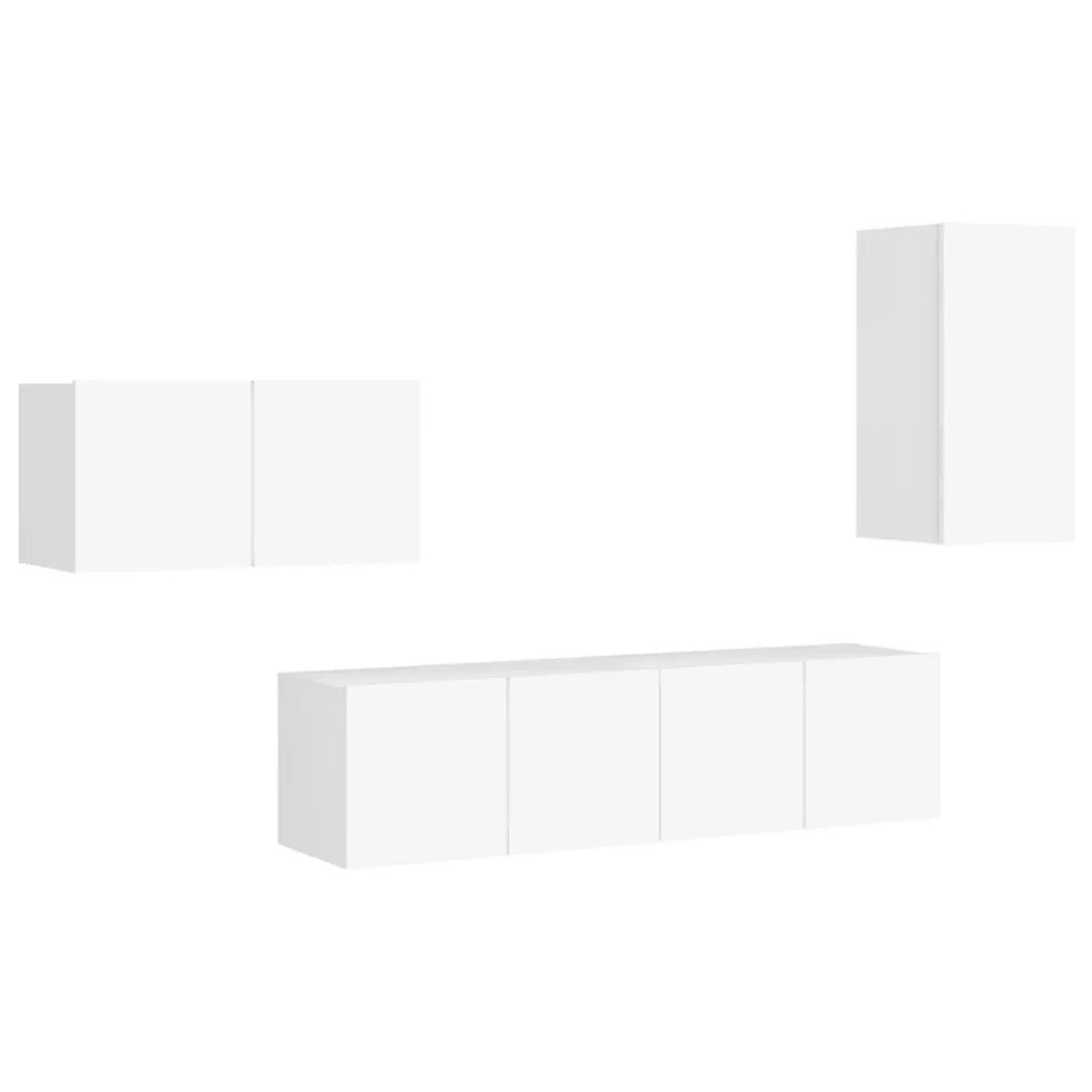 vidaXL 4 Tlg TV-Schrank-Set Weiß Holzwerkstoff 3078677