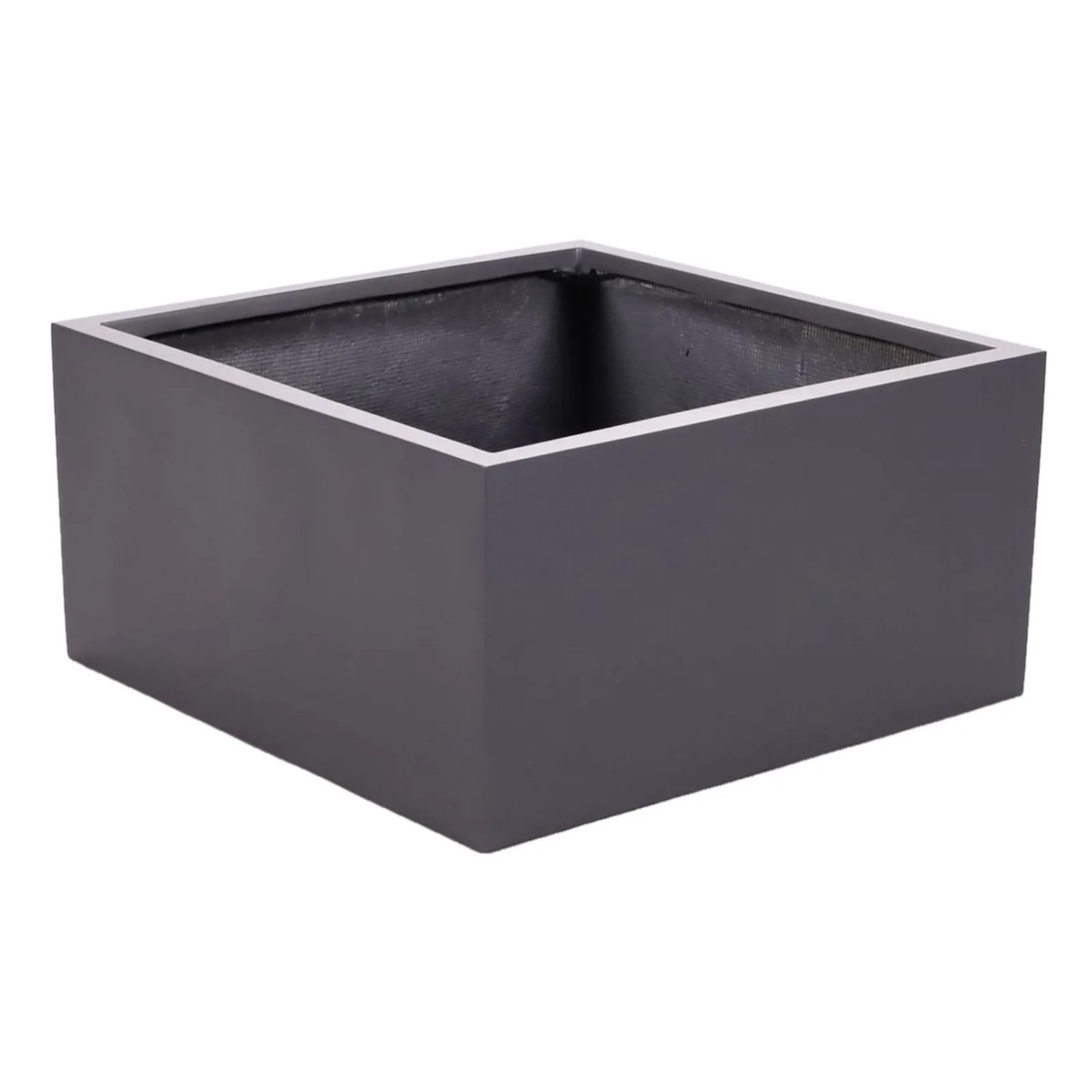 Elegant Einrichten Pflanzkübel Fiberglas Niedrige Quadratisch 60x60x30cm Anthrazit-Metallic