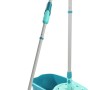 Leifheit Clean Twist Disc Mop Ergo Set mit Eimer und Wischmop in Türkis und Weiß.