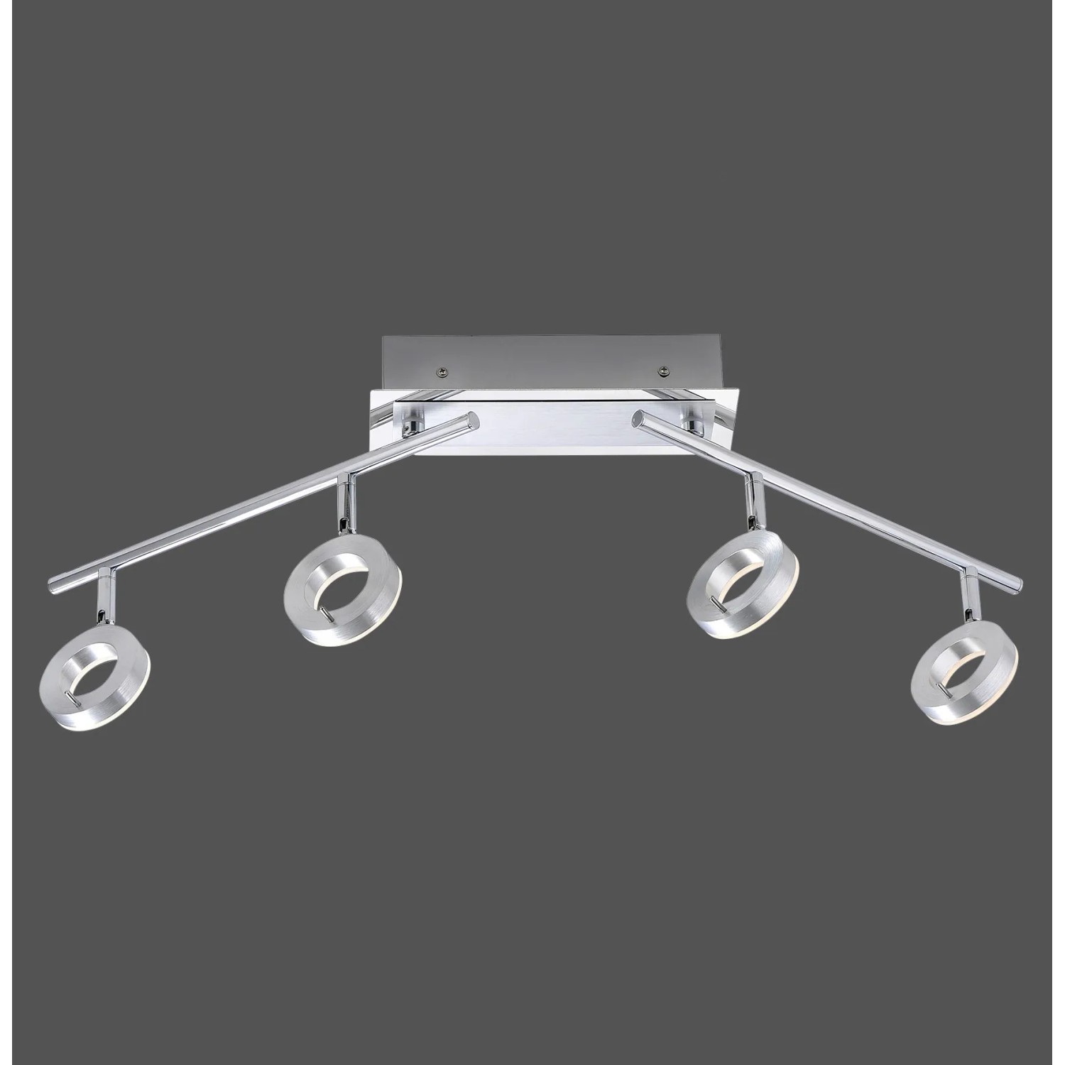 Moderner 4-flammiger LED-Spot Sileda von Paul Neuhaus, Aluminium matt. Deckenleuchte mit schwenkbaren Spots.