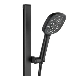 Swiss Aqua Technologies Duschset Duschstange mit Handbrause und Praktischer Ablage Schwarzmatt