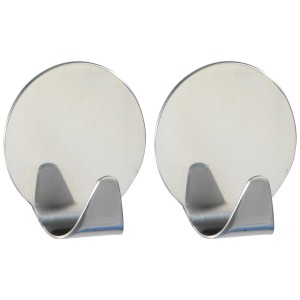 2er-Set Wenko Rund-Haken, mittel, aus glänzendem Edelstahl für Bad und Haushalt.