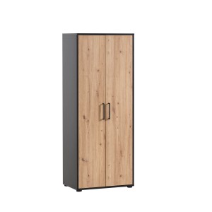 PROREGAL Aktenschrank Raven, Eiche/Schwarz, 164x65x41cm, mit 2 Türen und 4 Fächern.