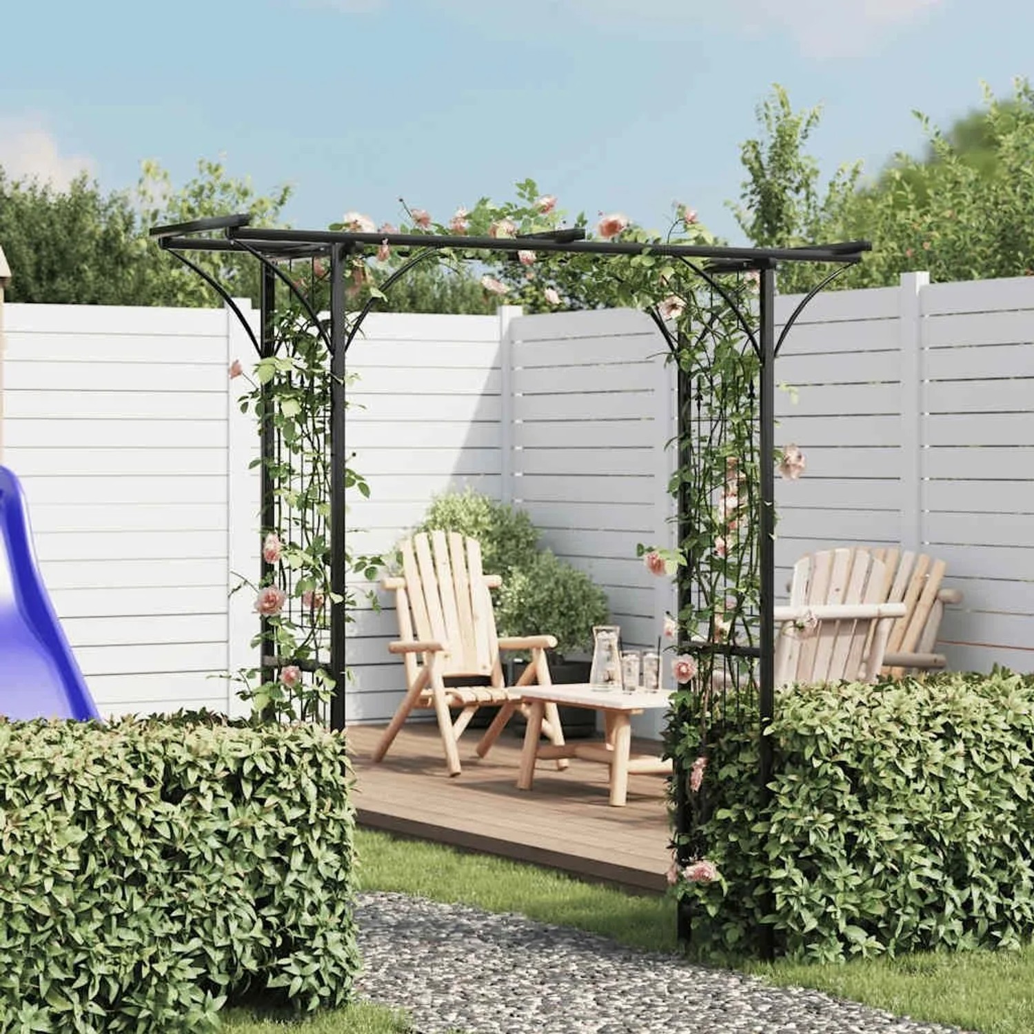 DELUKE Rosenbogen Aus Metall PARIS 200x52x204cm Aus Stahl Gartenbogen Torbogen Rankhilfe Für Kletterpflanzen Und Rosen Rankgitter kaufen bei OBI