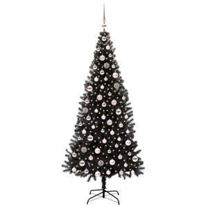 vidaXL Weihnachtsbaum mit 300 LEDs mit Ständer Schwarz 210 cm PVC 3396489
