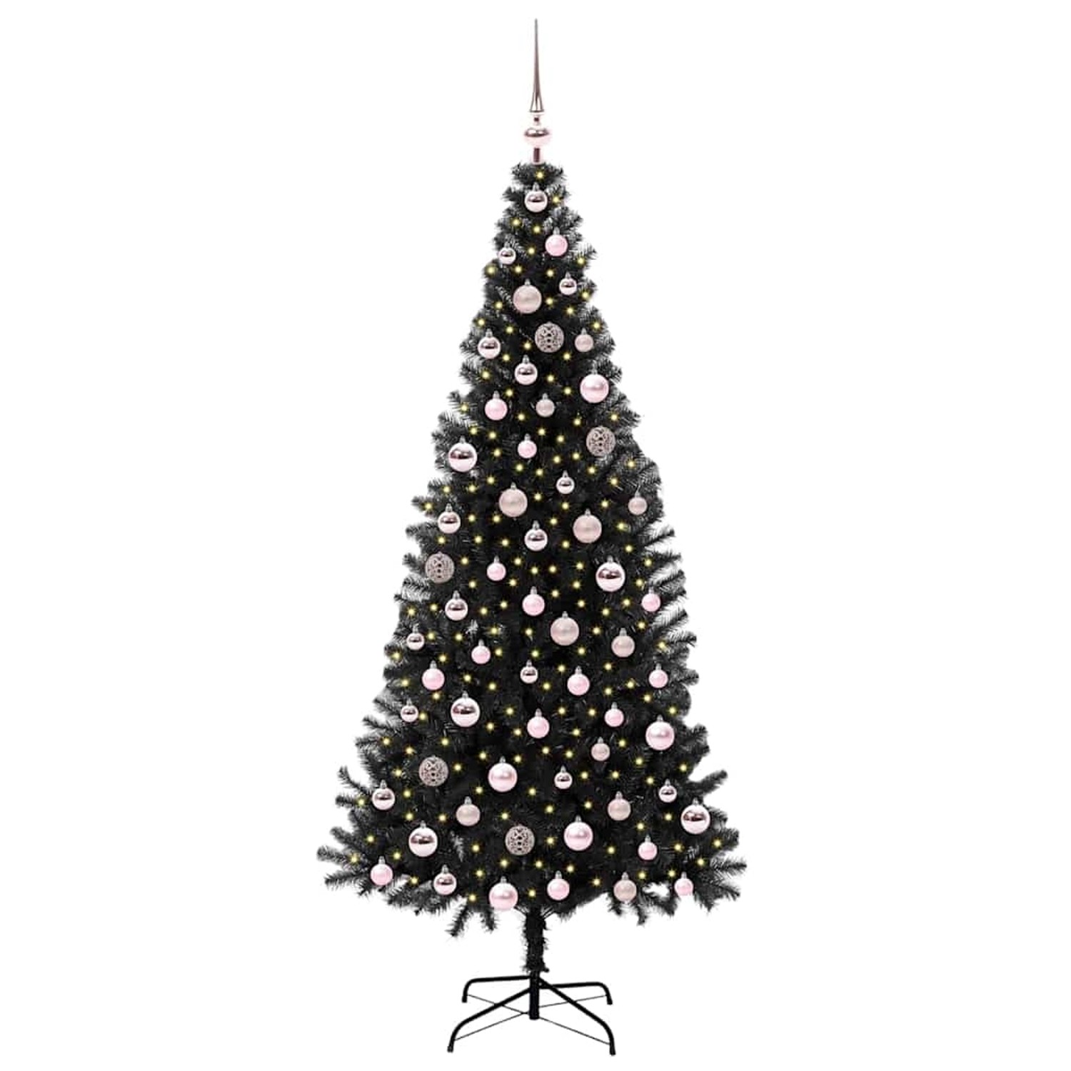 vidaXL Weihnachtsbaum mit 300 LEDs mit Ständer Schwarz 210 cm PVC 3396489