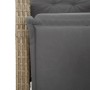 Detailansicht: Beige Poly Rattan Gartenmöbel mit grauem Kissen, Teil der vidaXL 4-Tlg Essgruppe.