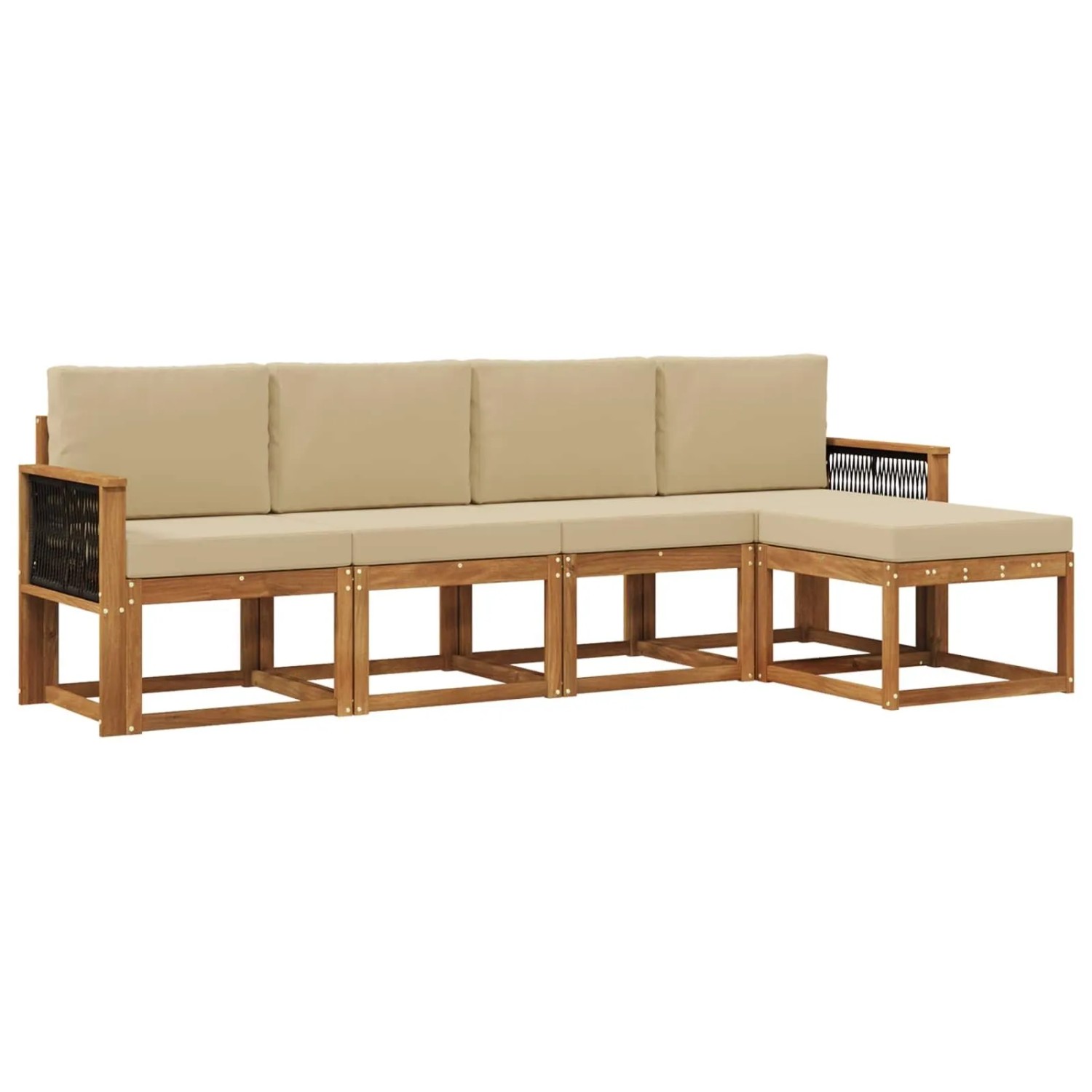 vidaXL Outdoor-Sofagarnitur 5 Stk Natur und Beige Polyester 3385134
