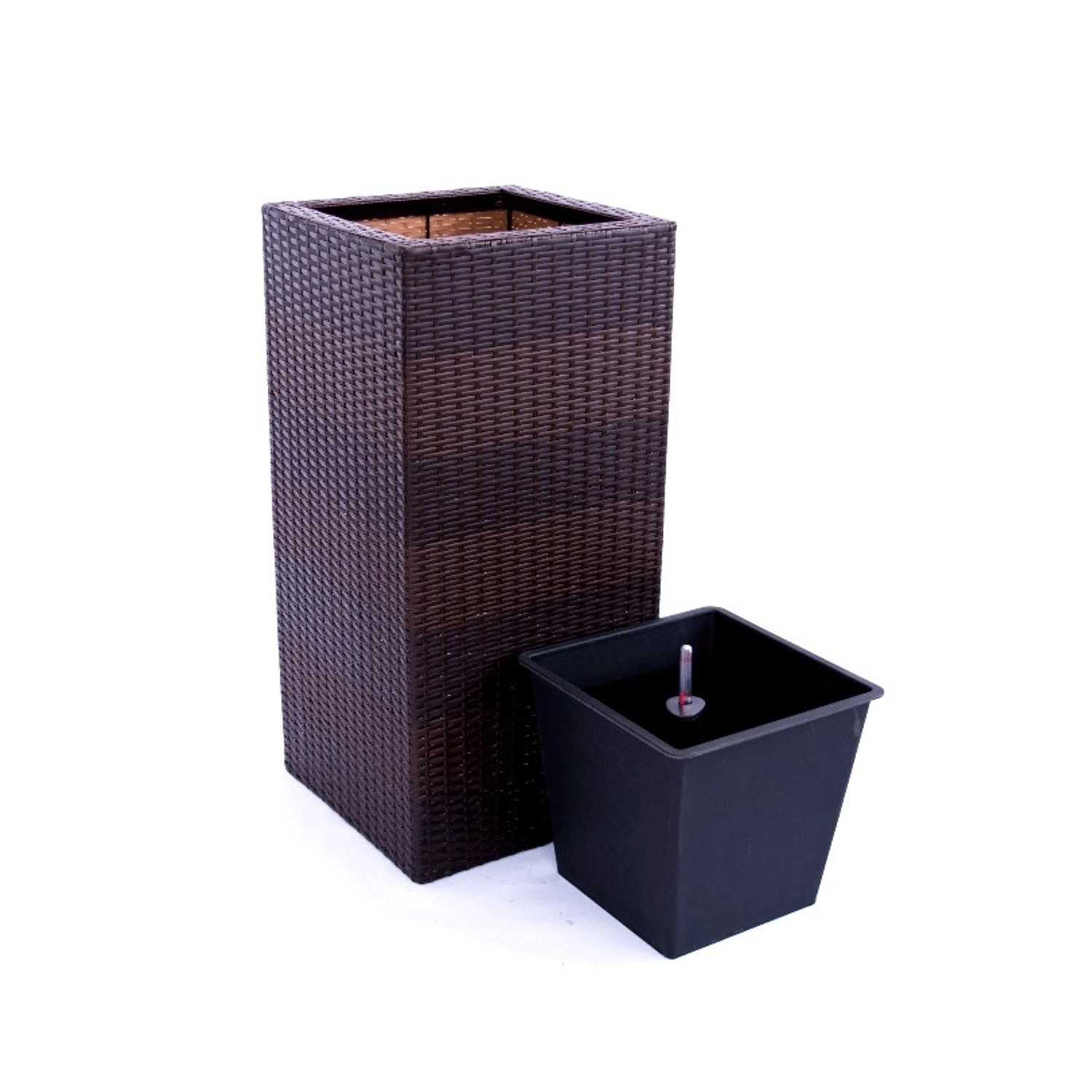 Elegant Einrichten Pflanzkübel Polyrattan Säule 40x40x84cm Coffee-Braun günstig online kaufen