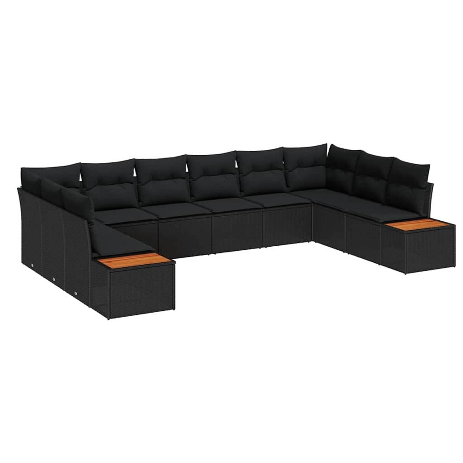 vidaXL Garten-Sofa-Set mit Kissen 10-Tlg Schwarz Poly Rattan 3348174 günstig online kaufen
