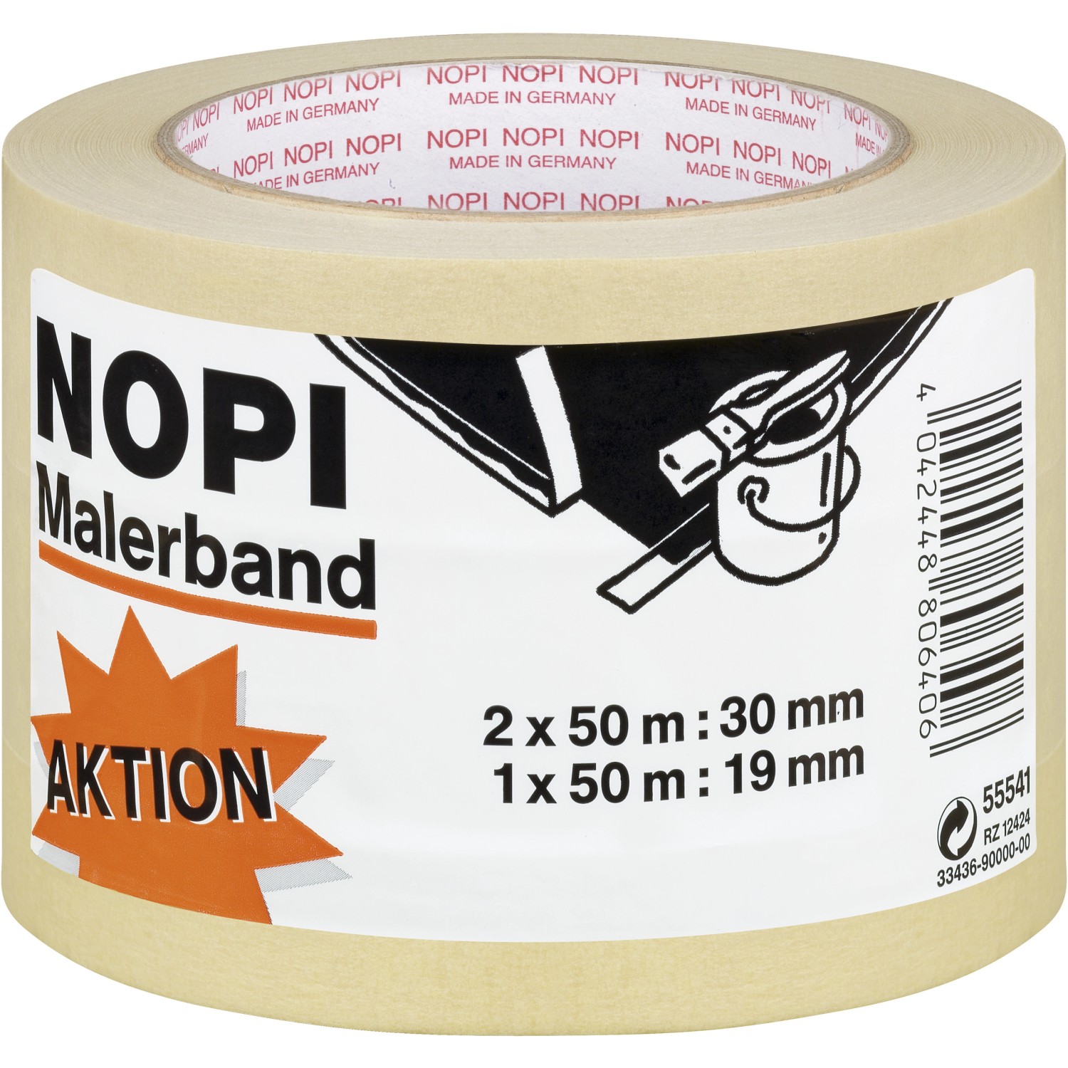 Nopi® Malerband 3er Pack 2 x 50 m x 30 mm + 1 x 50 m x 19 mm