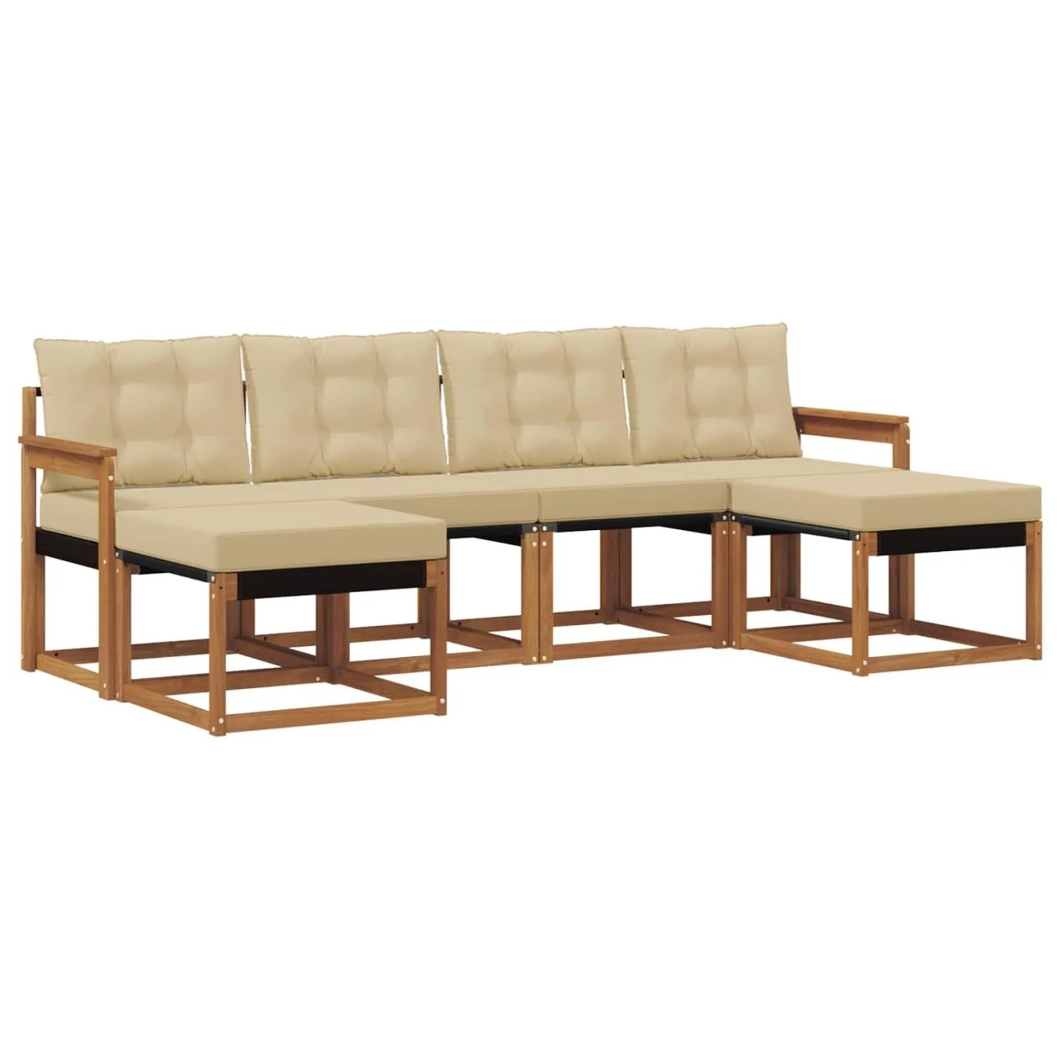 vidaXL Outdoor-Sofagarnitur mit Kissen 6-Tlg Natur und Beige 3368924