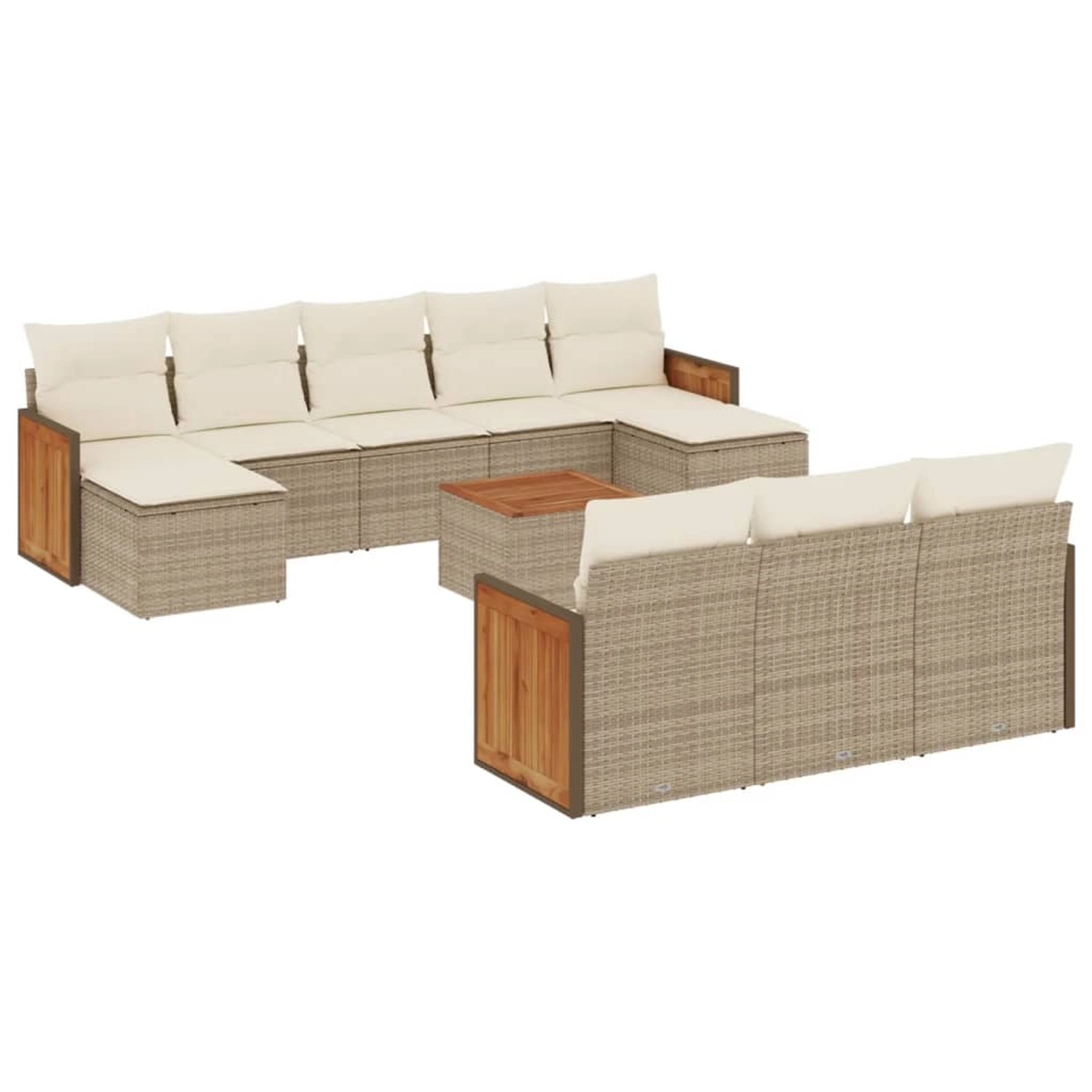 vidaXL 11-Tlg Garten-Sofagarnitur mit Kissen Beige Poly Rattan 3260504 günstig online kaufen