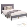 Homestyle4u Polsterbett mit Matratze 120x200 Lattenrost Doppelbett Grau 2280
