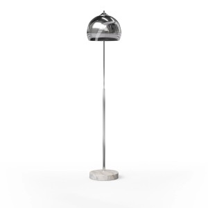 Teamson Home Bogenlampe in Chrom-Silber mit Marmorfuß für stilvolle Beleuchtung.