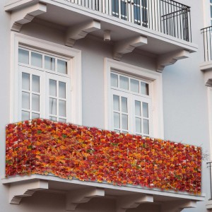 MCW Balkonsichtschutz N77 Blatt Ahorn rot-gelb 500x150cm am Balkon