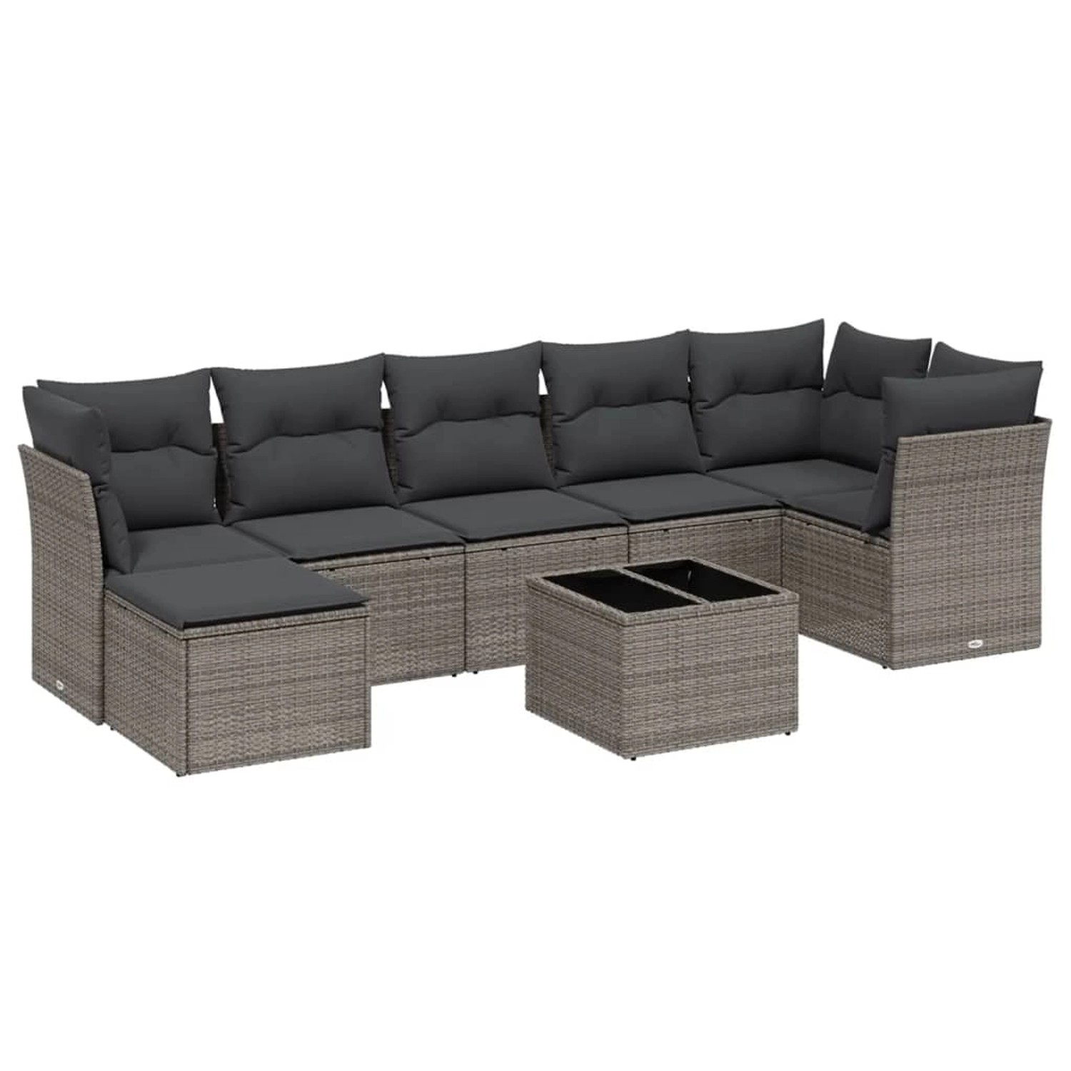vidaXL 8-Tlg Garten-Sofagarnitur mit Kissen Hellgrau Poly Rattan 3263208