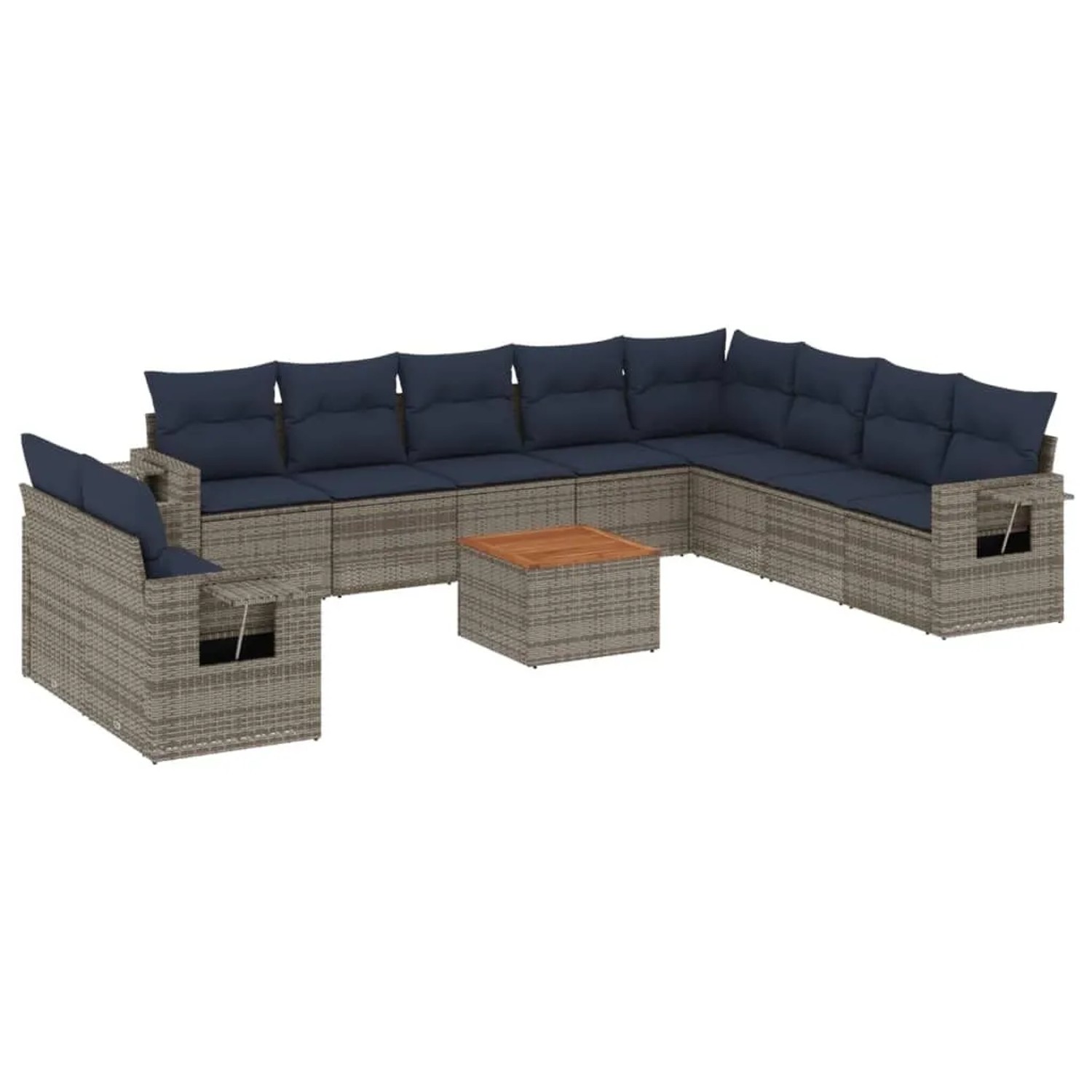 vidaXL 11-Tlg Gartensofa-Set mit Kissen Grau Polyrattan 3224640 günstig online kaufen