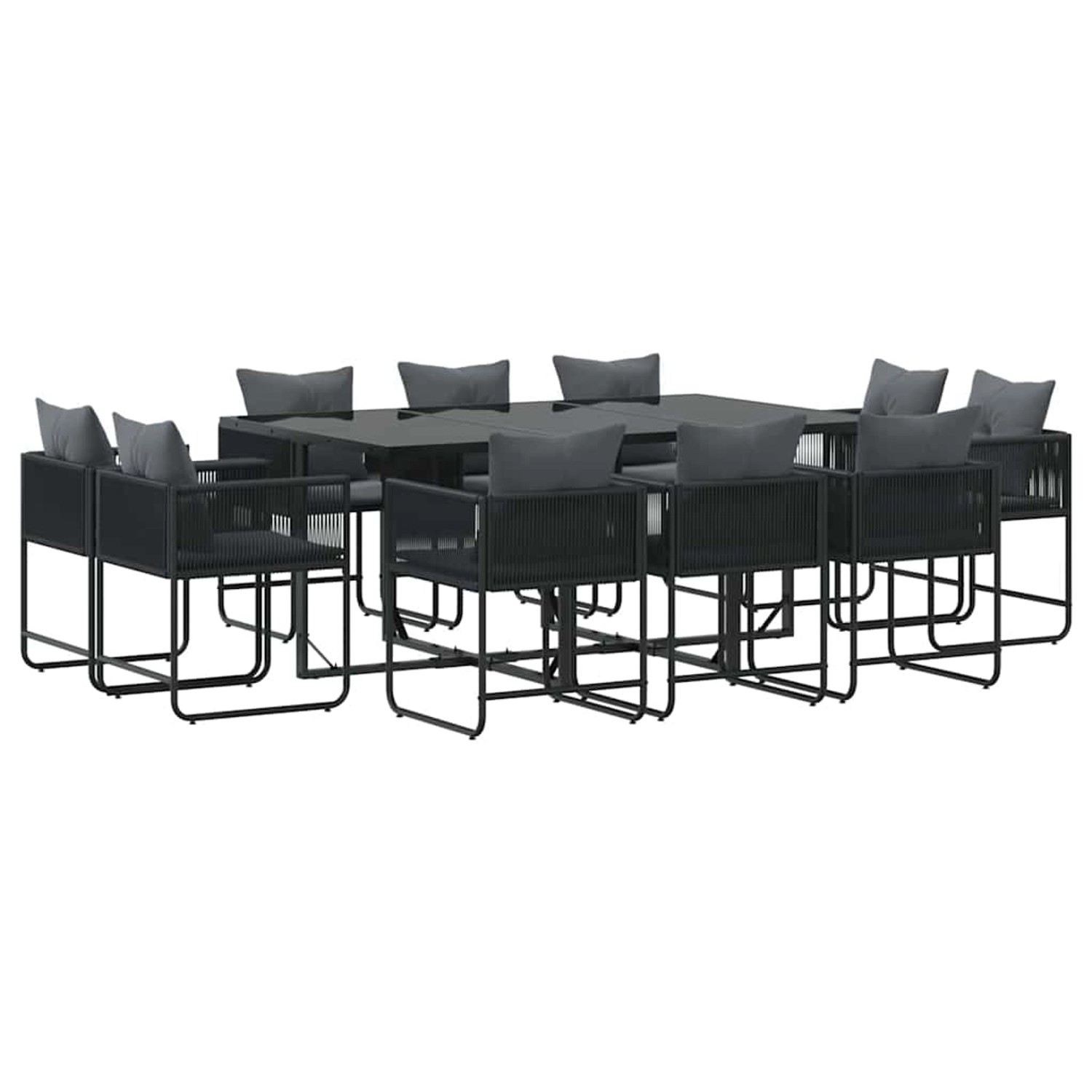 vidaXL Garten Essgruppe 11-Tlg Schwarz Stahl 3335884 günstig online kaufen