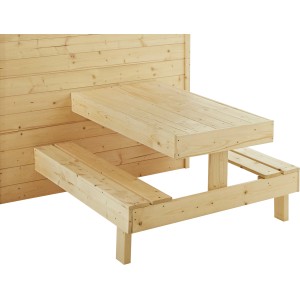 Detailansicht: Integrierte Küche des Soulet Kinderspielhaus Blanche aus Holz.