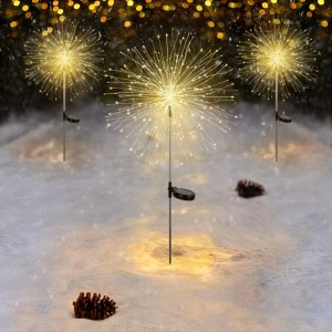 Salcar LED Solar Feuerwerkleuchten in Warmweiß, festlich leuchtend im Garten oder Schnee. Ideal für Weihnachtsbeleuchtung.
