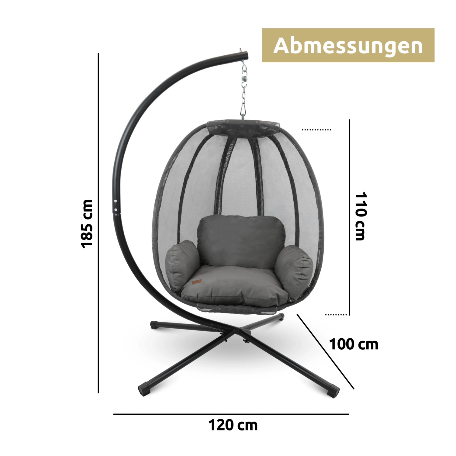 deluxe4home Hängesessel mit Gestell Indoor & Outdoor Inklusive