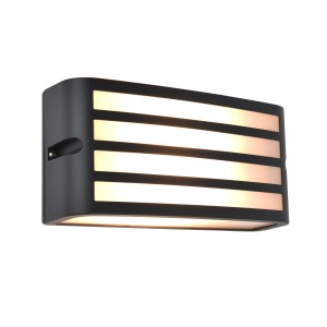 Moderne Eco-Light Aussenwandleuchte Leipzig, anthrazitfarben, mit Streifen und warmweissem Licht.