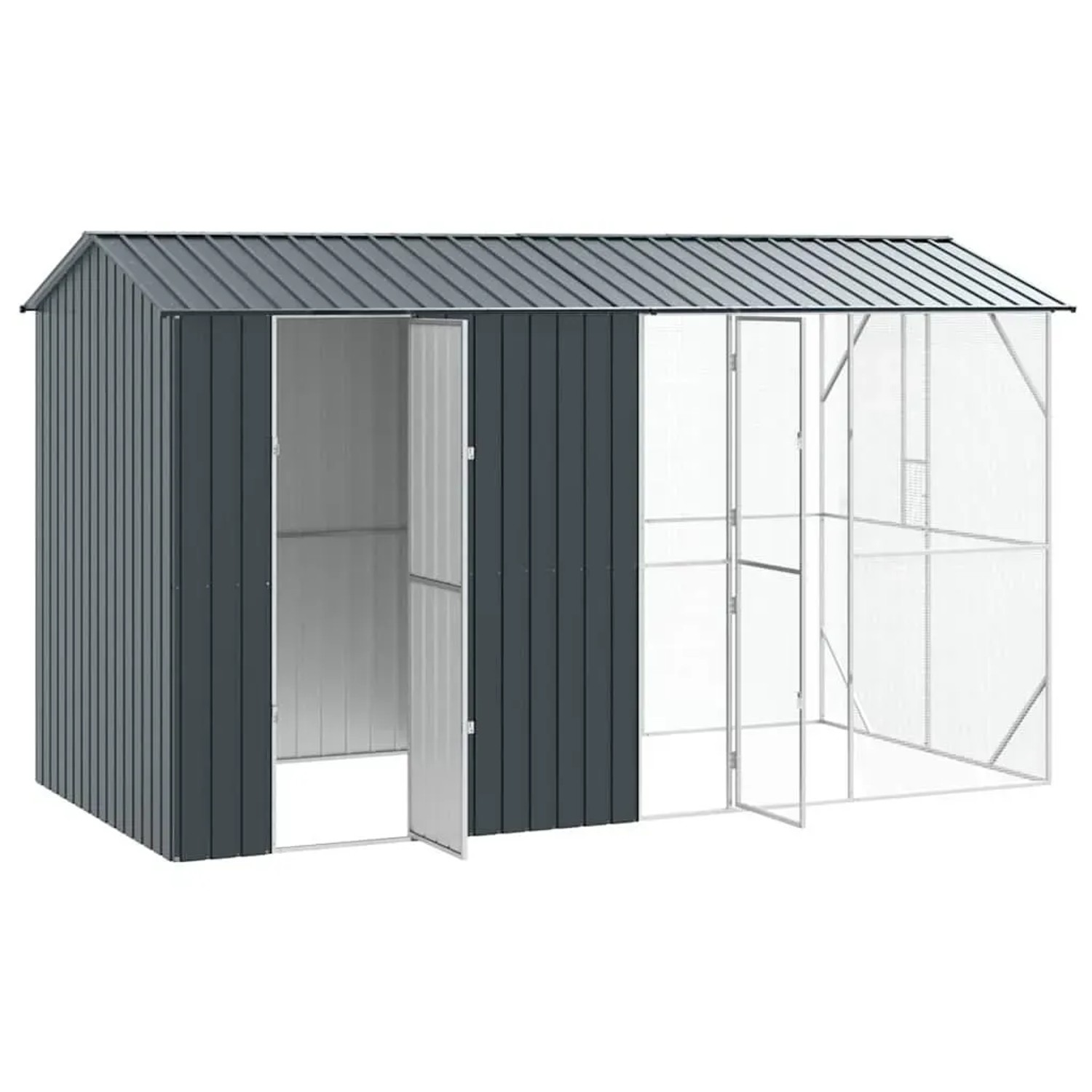 vidaXL Vogelkäfig Anthrazit 430 x 208 x 247 cm Verzinkter Stahl 3325153_3