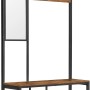 Songmics Garderobe mit Spiegel, Bank, Schuhregal und 9 Haken, braun-schwarz.