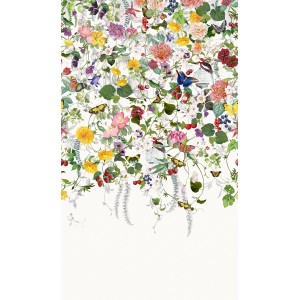 Marburg Fototapete Smart Art Gallery Floral Modern Weiß mit Blumen und Schmetterlingen.